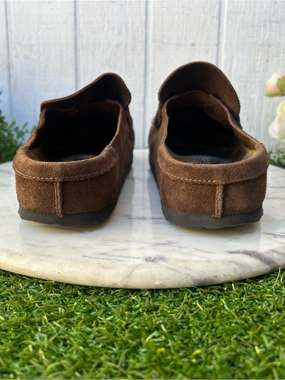 Birkenstock Brown Suede Penny Mule Clogs - Picture 11 of 16